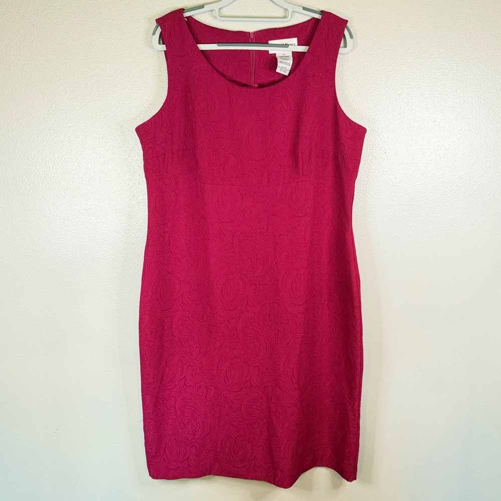 Danny & Nicole Magenta Pink Floral Jacquard Sleeveless Sheath Dress Size 16